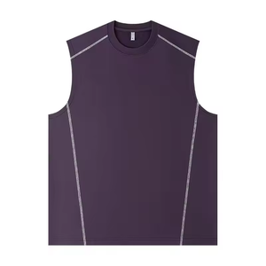 Débardeur d'été personnalisé pour homme grande taille en coton et polyester, idéal pour la course, la gym et l'entraînement, sans manches, brodé, coupe musclée - Product Image 1