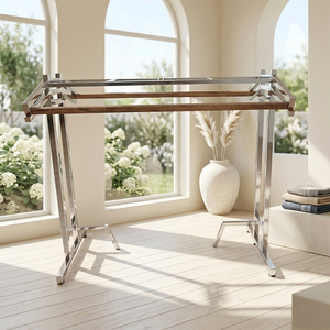 Porte-vêtements pliable Bros Display, robuste et de qualité supérieure, en métal, avec étagères à plusieurs niveaux, pour présentation en magasin. - Product Image 3