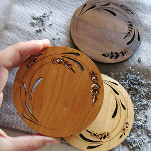 Handmade Wooden Coaster <b>Set</b> With Eco Friendly Materials Perfect For <b>Serving</b> Hot Drinks Cold <b>Beverages</b> Or Snacks - Product Image 1