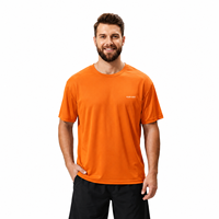 T-shirt de course orange léger en polyester, séchage rapide, respirant, col rond, pour l'exercice, la gym, la performance et l'entraînement