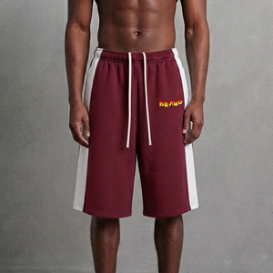 Shorts pour hommes tendance, écologiques, en gros, personnalisés, bicolores avec poches latérales, style décontracté, grandes tailles, style hip-hop. - Product Image 4