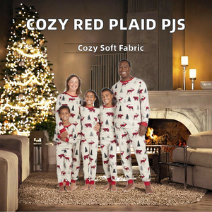 Ensemble de pyjama de Noël confortable à manches longues, en coton doux tricoté, col rond, imprimé de motifs géométriques, vêtements de nuit d'hiver - Product Image 4