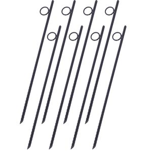 8pcs Grip 3/8x 18 Inch Steel Durable Heavy Duty Angled Ends <b>Tent</b> <b>Canopy</b> Ground Stakes Rebar Stake with Loop Accessory Set - Product Image 1