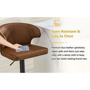 Modern Adjustable Swivel Bar <b>Stool</b> with Suede Backrest Height Adjust Feature for Kitchen <b>Dining</b> Room and Bar - Product Image 6