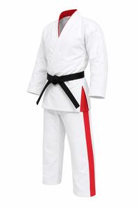 Kimono de Taekwondo unisexe blanc avec bordure rouge, ceinture noire, coupe régulière, polyester/coton, respirant, léger, durable, uniforme d'arts martiaux - Product Image 4