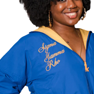 Sigma Gamma Rho Sorority Inc Reversible Windbreaker Women Blue Gold Lightweight <b>Zip</b> <b>Up</b> <b>Jacket</b> Casual Outerwear - Product Image 3