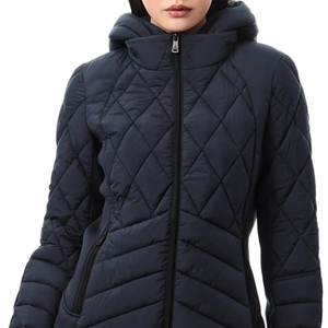 <b>Ladies</b> <b>Winter</b> Puffer Jacket Slim Long Warm Hooded Cotton-<b>Padded</b> Women's <b>Coats</b> Woven Printed Windproof Zipper Decorated - Product Image 1
