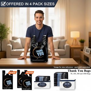 100 Sacchetti di Plastica Neri con Manico per T-Shirt, Ideali per Negozi al Dettaglio e Supermercati - Product Image 5