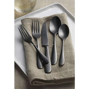 Alta calidad de lujo negro mate plata boda evento cubertería cuchillo tenedor cuchara Acero inoxidable hecho a mano logotipo personalizado cubiertos - Product Image 1