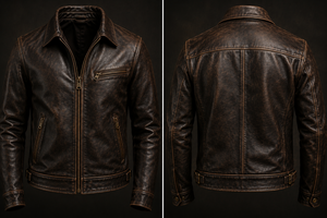 Champ King VESTE EN CUIR PREMIUM DE HAUTE QUALITÉ POUR HOMMES, IMPERMÉABLE, AUTOMNE - TRÈS ÉLÉGANTE ET COOL - Product Image 3