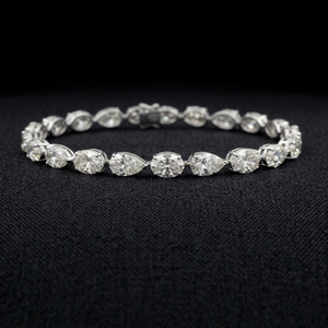Diamond Tennis Bracelet 14k White <b>Gold</b> Oval Pear Cut Prong Setting IGI Certified Luxury Unisex Gift Jewelry - Product Image 2
