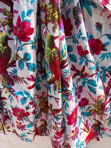 Women's Floral Print 100% Cotton Maxi <b>Kaftan</b> Dress V Neck Batwing Sleeves Drawstring Eco-Friendly <b>Beach</b> Cover-Up Resort Lounge - Product Image 4