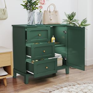 Credenza Moderna in Stile Fattoria con 3 Cassetti e 1 Anta, Ampio Spazio di Archiviazione, Ripiano Regolabile per Soggiorno - Product Image 3