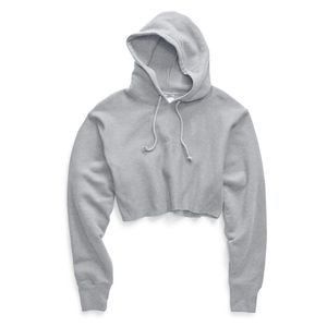 Sudadera Corta con Capucha para Mujer, Manga Larga, Color Sólido, Tejido de Rizo, Algodón, Logotipo Frontal, Ropa de Verano - Product Image 2