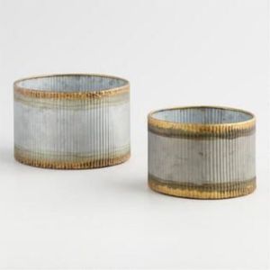 Rustic Corrugated Galvanized Metal Planter Set Industrial Round Zinc Flower Pot Garden Tubs with <b>Ring</b> Handles Outdoor Decor Pot - Product Image 3