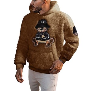 Sweat-shirt à capuche personnalisé de haute qualité pour homme, broderie ours, poche, mode hiver, écologique, coupe-vent, vente en gros - Product Image 1