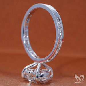 3 carat heart cut lab grown diamond IGI certified 10k white gold slim channel pave band <b>statement</b> <b>ring</b> - Product Image 3