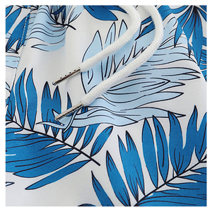 <b>Men's</b> Blue Geometric Print Satin Bermuda Shorts Elastic Waist Casual Swim <b>Trunks</b> Polyester/Cotton Quick Dry Mid Rise - Product Image 2