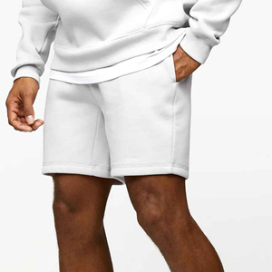 Shorts Bermuda en Coton Tricoté Blanc pour Homme, Taille Élastique, Style Décontracté avec Poches, Couleur Unie, Coupe Confortable Taille Moyenne - Product Image 5