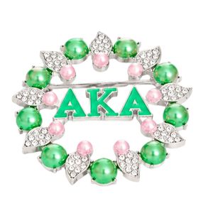 Pink Green Pearl Round Brooch Women Fashion Jewelry Crystal Beaded <b>Pin</b> Elegant Decorative Accessory Gift for Events Party Wear - Product Image 1