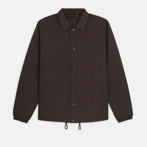 Veste chemise coupe-vent marron foncé pour homme, col rabattu, décontractée, automne, polyester, couleur unie, coupe classique - Product Image 1