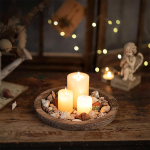 Customised Round Wooden <b>Candle</b> Plate Holder for Christmas Wedding Halloween Home Decor - Product Image 4