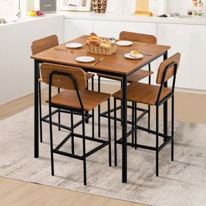 Set da Pranzo Industriale 5 Pezzi con Tavolo Alto e 4 Sgabelli da Bar - Product Image 5