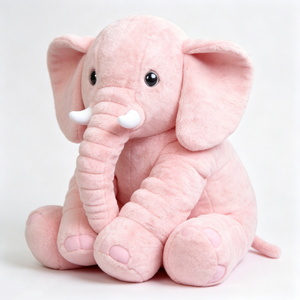 Éléphant en peluche doux et personnalisé avec des dents blanches, des pattes roses, éléphant en peluche pour bébé, peluche douce pour le confort et la sécurité. - Product Image 1