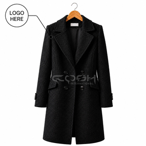 Blazer noir élégant et respirant en mélange de laine, à double boutonnage et col cranté, couleur unie, avec logo personnalisé Cosh International - Product Image 1
