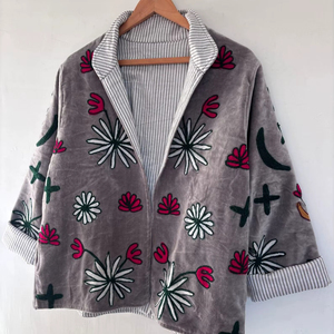 Manufacturer Indian Hear <b>Plus</b> Embroidered Velvet Suzani Cotton Jacket Breathable Boho Short Coat Heart Valentine Gift Women Coat - Product Image 1