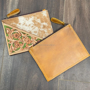 Nouveau porte-monnaie en cuir repoussé à la main pour femmes pochette à changement porte-carte de crédit fermeture éclair court véritable cuir de vache portefeuilles portables - Product Image 5