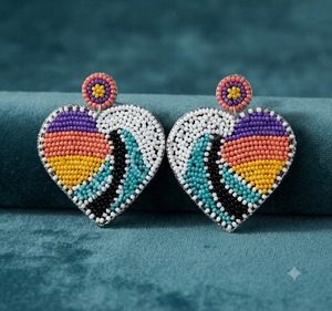 Pendientes Huggie de Estilo Bohemio para Mujer con Cuentas en Forma de Flor, Joyería de Aleación Multicolor, Accesorios de Moda para Fiesta - Product Image 1
