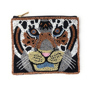 Beaded for Face Pouch Tiger Animal Clutch Statement Tribal Art <b>Purse</b> Multicolor Gift Designer Bag Trendy Large Capacity Women 25 - Product Image 1