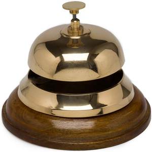 Polished <b>Solid</b> Brass <b>Desk</b> Bell with <b>Wooden</b> Base Professional Hotel Reception Call Bell for Front <b>Desk</b> and Luxury Office Decor - Product Image 2