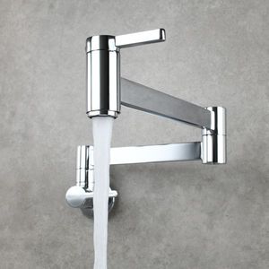 Rubinetto da Cucina a Doppia Maniglia in Ottone, Montaggio a Parete, Pieghevole, Cromato, con Acqua Fredda per Uso in Cucina - Product Image 2