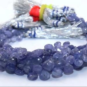 5.5mm Tanzanite Faceted Heart Shape Briolette Beads 8 Inches Top Drilled for <b>Jewelry</b> <b>Making</b> & Crafts Premium Quality Stone Beads - Product Image 1