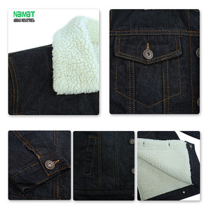 เสื้อแจ็คเก็ตยีนส์ทรงทรัคเกอร์สีอินดิโกแบบซักแล้ว คอปกขนแกะ สำหรับฤดูหนาว สไตล์ตะวันตก ผ้าหนา - Product Image 6