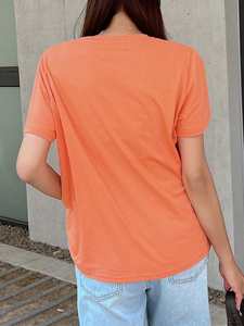 Premium Cotton Women's Shirts Custom Plain Solid Color Crew Neck Tee Custom Logo Print T-Shirt Soft Casual Spring Summer Top - Product Image 2