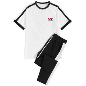 Conjunto de Camiseta y Pantalones Cortos para Hombre, Estilo Color Block, Holgado, Manga Corta, Deportivo, Informal, Cómodo, Moda Urbana - Product Image 4