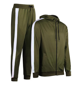 Ensemble de survêtement pour femme vert olive avec veste à capuche zippée et pantalon de jogging à rayures latérales - Product Image 2