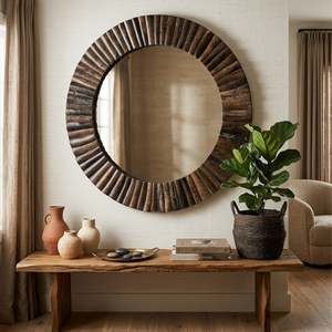 Miroir mural design corne de cerf 24 pouces, grand miroir décoratif pour la maison, le bureau, le salon, la chambre, la salle de bain, moderne et élégant, à suspendre au mur - Product Image 1