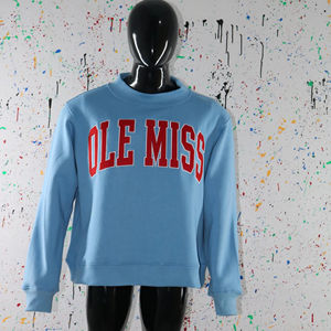 Sudadera OLE MISS Azul Cielo con Cuello Alto, 100% Rojo, Apliques Bordados, Cuello Ancho, URBAN PRODUCTIONS - Product Image 1