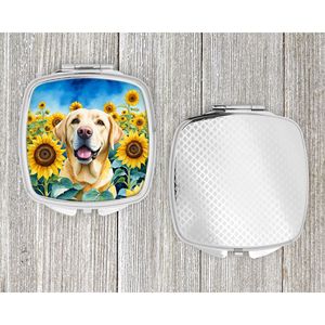<b>Compact</b> Folding Handheld Makeup <b>Mirror</b> Labrador Retriever and Sunflowers Decorative Travel <b>Mirror</b> Gift for Women and Girls - Product Image 4