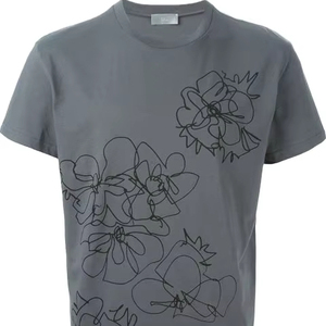 Camiseta de punto de algodón peinado 100% con cuello redondo para hombre, logotipo impreso personalizado, lavado biológico, ecológico, bajo MOQ, informal, suministro directo de fábrica - Product Image 1