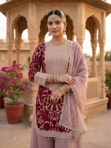 LD CREATION Women's Organza Silk Modern Designer Salwar Kameez Brush Print Sequence Embroidery <b>Top</b> Dupatta Stretchable - Product Image 4