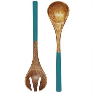 Juego de utensilios de madera para servir ensaladas, cuchara y tenedor hechos a mano, utensilios de cocina de madera natural, herramientas para mezclar ensaladas, ecológicos para la mesa. - Product Image 5