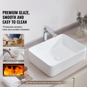 Lavabo da Appoggio Rettangolare Moderno Stile B 48x37,3 cm in Ceramica Bianca con Rubinetto a Leva - Product Image 2
