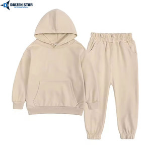 Girls Pink Hooded Tracksuit Full Sleeve Casual Sweatshirt Pants Set Solid Color Breathable Cotton Autumn Wear - Product Image 6