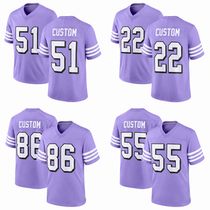 Wholesale Custom <b>light</b> purple American Football Jersey quick dry lightweight Breathable adult shorts sleeve regular fit jersey - Product Image 1