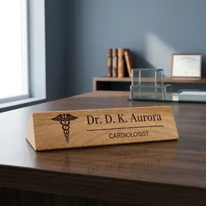 Plaque de nom de bureau en bois personnalisée, gravée sur mesure, pour médecins, professionnels, cadres, enseignants, entreprises - Product Image 6